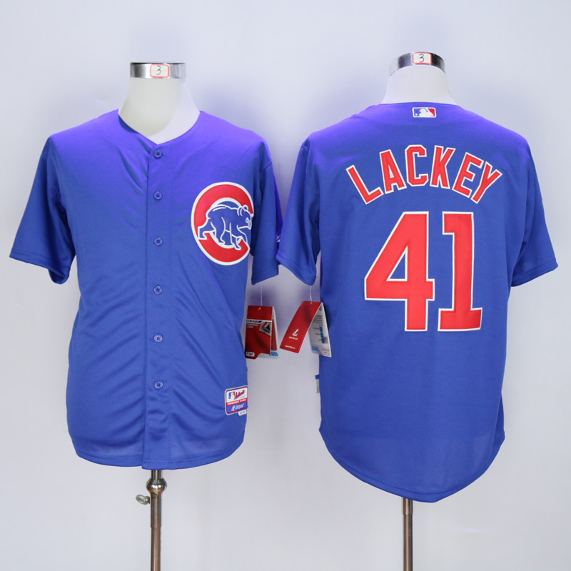 Men Chicago Cubs 41 Lackey Blue MLB Jerseys